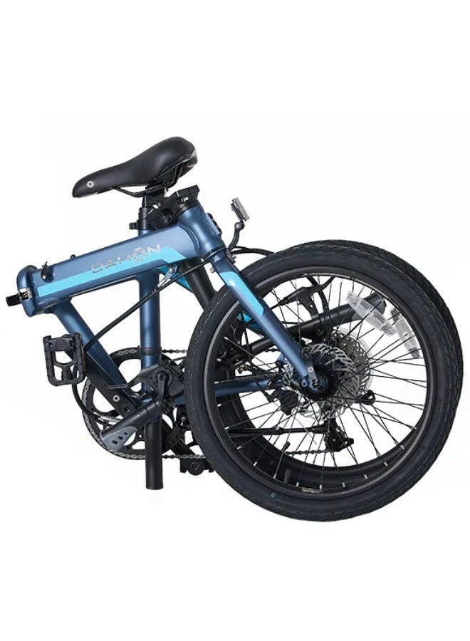 DAHON Mu D9 20" 9-Speed Folding Bike, Blue | Lightweight Aluminum Frame, V-Brakes - Image 2